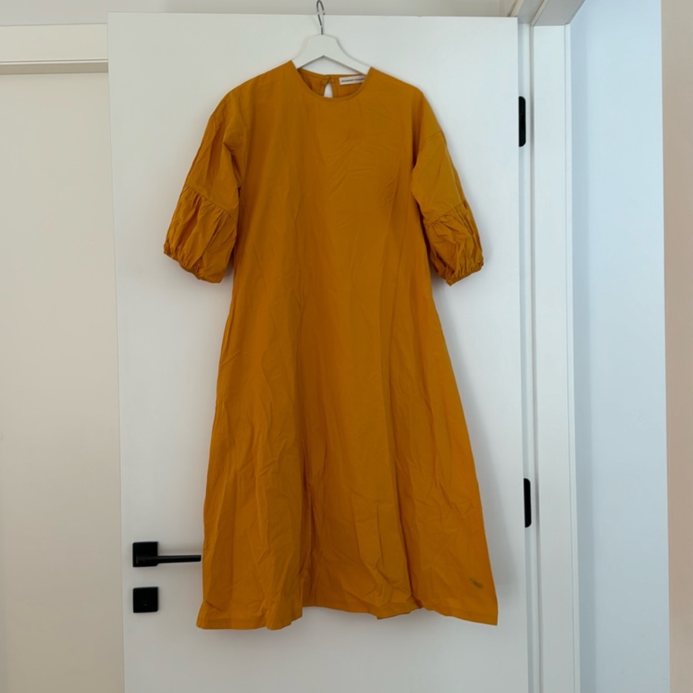 Beaumont organic yellow puff sleeve dress size Small